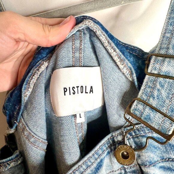 Pistola Nina Denim Mini Dress Full Zip Front Streetwear Y2K Girly Sz Large - Picture 4 of 6